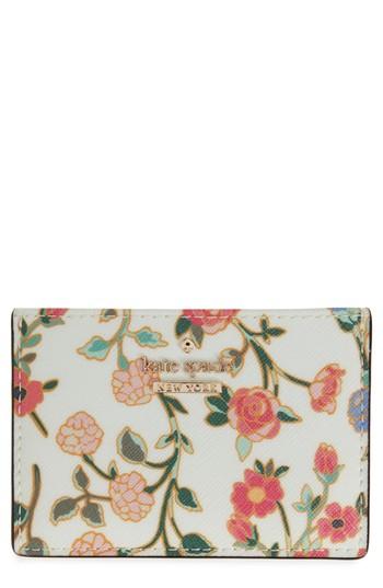 Women's Kate Spade New York Cameron Street Ditsy Blossom Faux Leather Card Holder - White