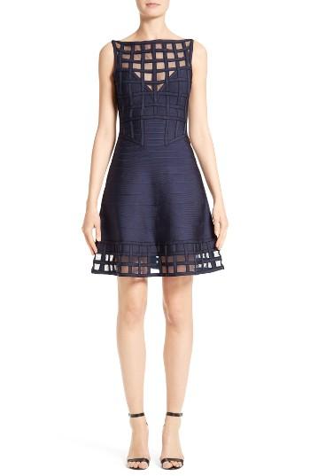 Women's Herve Leger Grid Detail Fit & Flare Dress