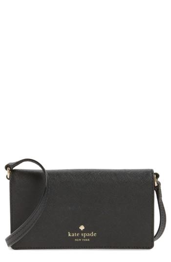 Kate Spade New York Iphone 7 Leather Crossbody Wallet - Black