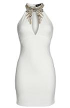 Women's Lulus Alluring Evening Beaded Body-con Dress - White
