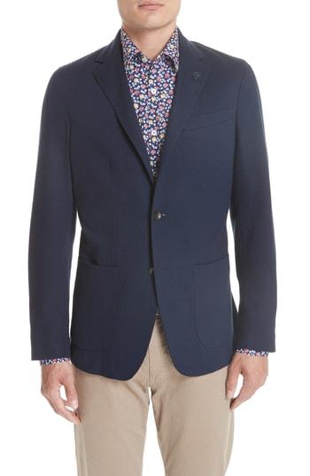 Men's Canali Slim Fit Cotton Blazer Us / 52 Eu R - Blue