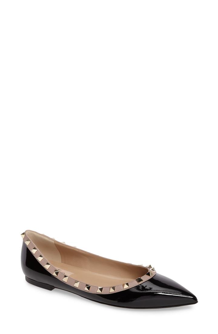 Women's Valentino Garavani Rockstud Ballerina Flat Us / 38eu - Black