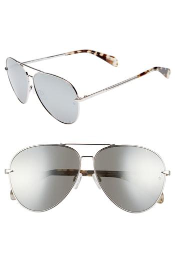 Women's Rag & Bone 63mm Polarized Aviator Sunglasses - Black