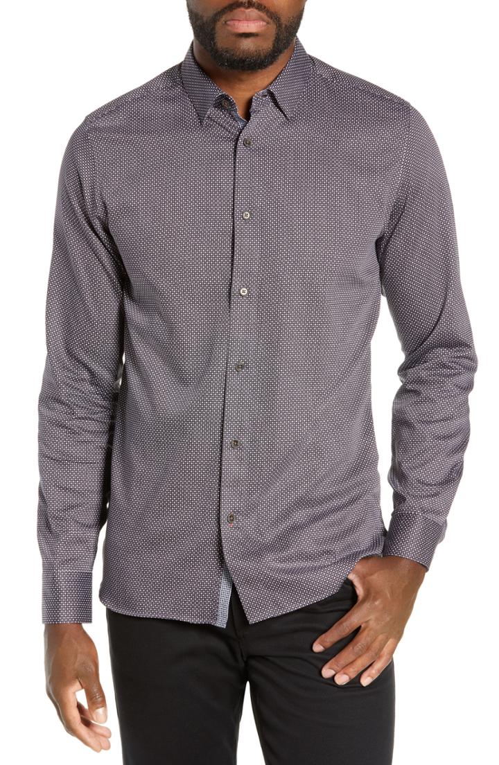 Men's Ted Baker London Subik Slim Fit Geo Print Sport Shirt (m) - Blue
