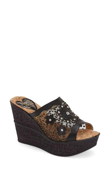 Women's Love And Liberty 'mila' Platform Wedge Slide Sandal M - Black
