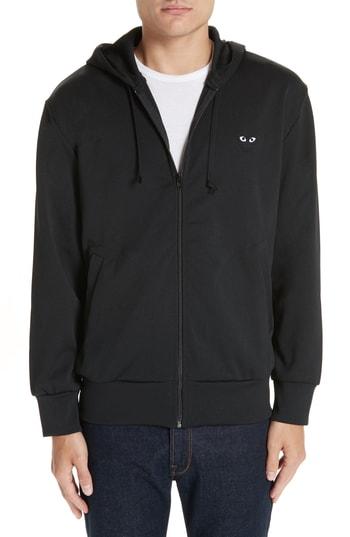 Men's Comme Des Garcons Play Big Black Heart Zip Hoodie - Black