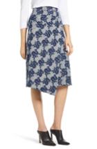 Women's Halogen Floral Plaid Asymmetrical Skirt (similar To 12w) - Blue