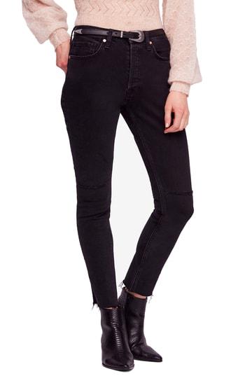 Women's Free People Stella High Waist Skinny Jeans - Black