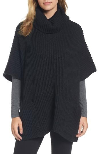 Women's Steve Madden Cowl Neck Poncho, Size - Black