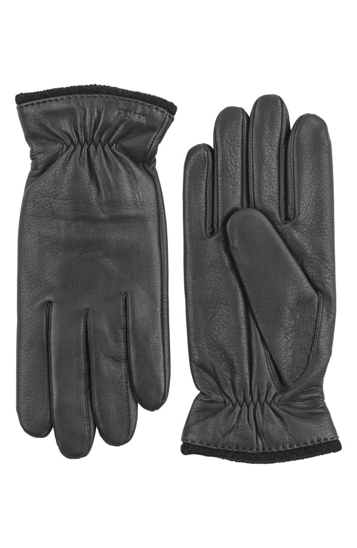Men's Hestra Samuel Leather Gloves - Black