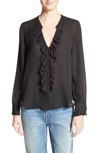 Women's L'agence Silk Ruffle Blouse