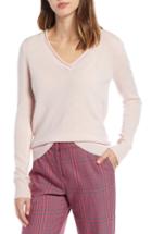 Women's 1901 Rolled Edge1901 Rolled V-neck Cashmere Sweater - Pink