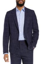Men's Boss Nobis Trim Fit Plaid Wool Blend Sport Coat S - Blue