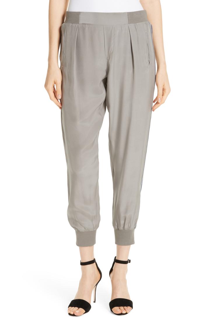 Women's Atm Anthony Thomas Melillo Side Stripe Silk Pants - Grey