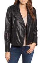 Women's Badgley Mischka Gia Leather Biker Jacket, Size - Black