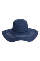 Women's Fits Crochet Inset Floppy Straw Hat - Blue