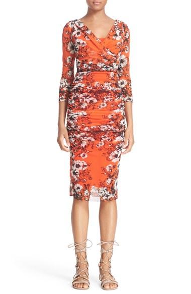 Women's Fuzzi Ruched Tulle Sheath Dress - Red