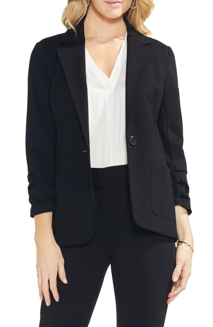Women's Vince Camuto Ruched Sleeve Ponte Blazer