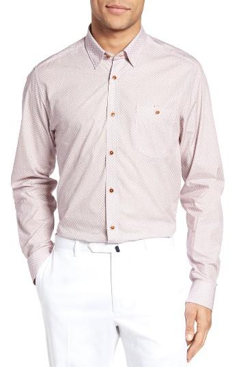 Men's Ted Baker London Longmee Regular Fit Geo Print Sport Shirt (s) - Red