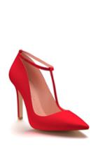 Women's Shoes Of Prey T-strap Pump .5 B - Red
