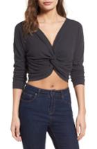 Women's Astr The Label Twist Front Cropped Top - Grey