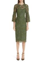 Women's Lela Rose Flounce Sleeve Lace Sheath Dress - Green