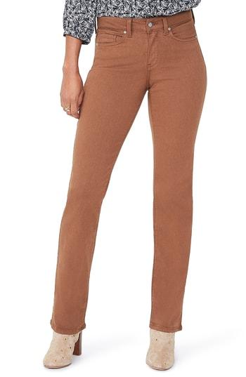 Women's Nydj Marilyn Stretch Twill Straight Leg Pants - Brown