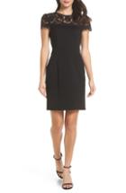 Women's Charles Henry Lace Yoke Sheath Dress, Size - Black