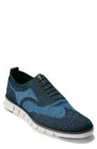 Men's Cole Haan Zerogrand Stitchlite Woven Wool Wingtip .5 M - Blue