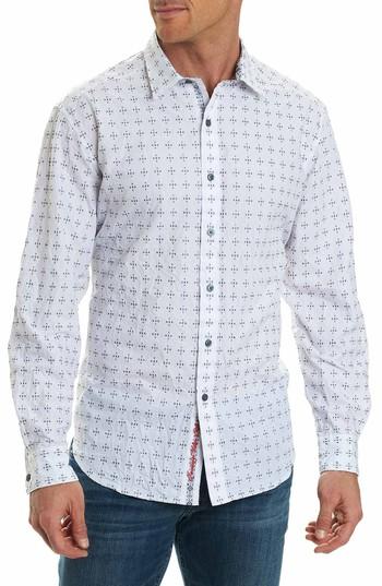 Men's Robert Graham Steger Classic Fit Print Sport Shirt - White