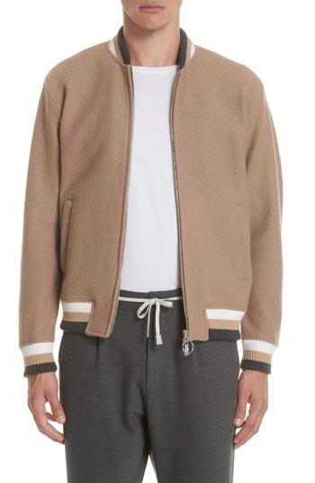 Men's Eleventy Wool Bomber Jacket - Beige