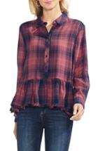 Women's Vince Camuto Sunset Plaid Ruffle Hem Blouse - Pink