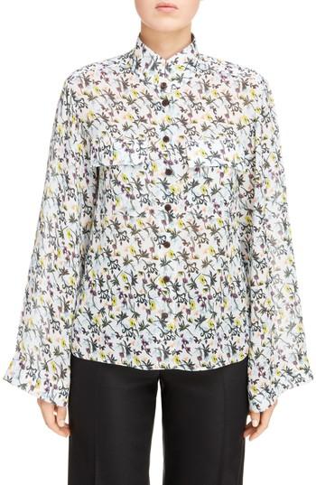 Women's Chloe Floral Print Georgette Blouse Us / 42 Fr - Blue