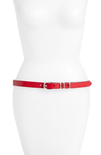 Women's Rag & Bone 'jet' Skinny Leather Belt - Fiery Red