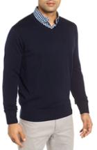 Men's Peter Millar Wool & Silk V-neck Sweater, Size - Blue