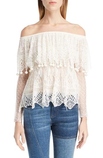 Women's Alexander Mcqueen Fisherman Lace Off The Shoulder Top