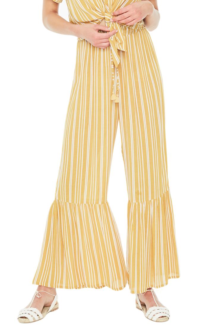 Women's Faithfull The Brand Bisou Stripe Flare Hem Pants - Yellow