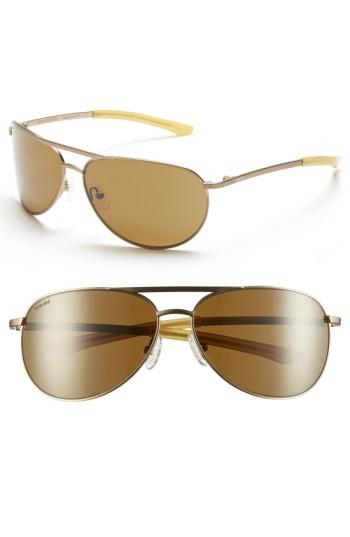 Women's Smith 'serpico Slim' 60mm Polarized Aviator Sunglasses - Matte Desert/ Polar Brown