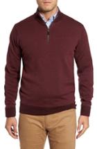 Men's Peter Millar Quarter Zip Wool Pullover - Burgundy