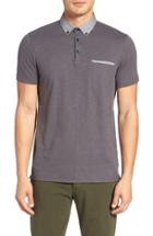 Men's Good Man Brand Woven Collar Slub Jersey Polo - Grey