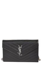 Women's Saint Laurent 'monogram' Wallet On A Chain - Black