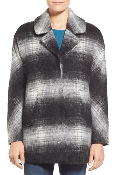 Women's Sam Edelman 'erin' Blurry Plaid Coat - Black