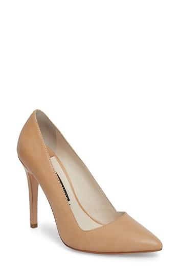 Women's Alice + Olivia Dina 95 Whipstitch Pointy Toe Pump M - Beige