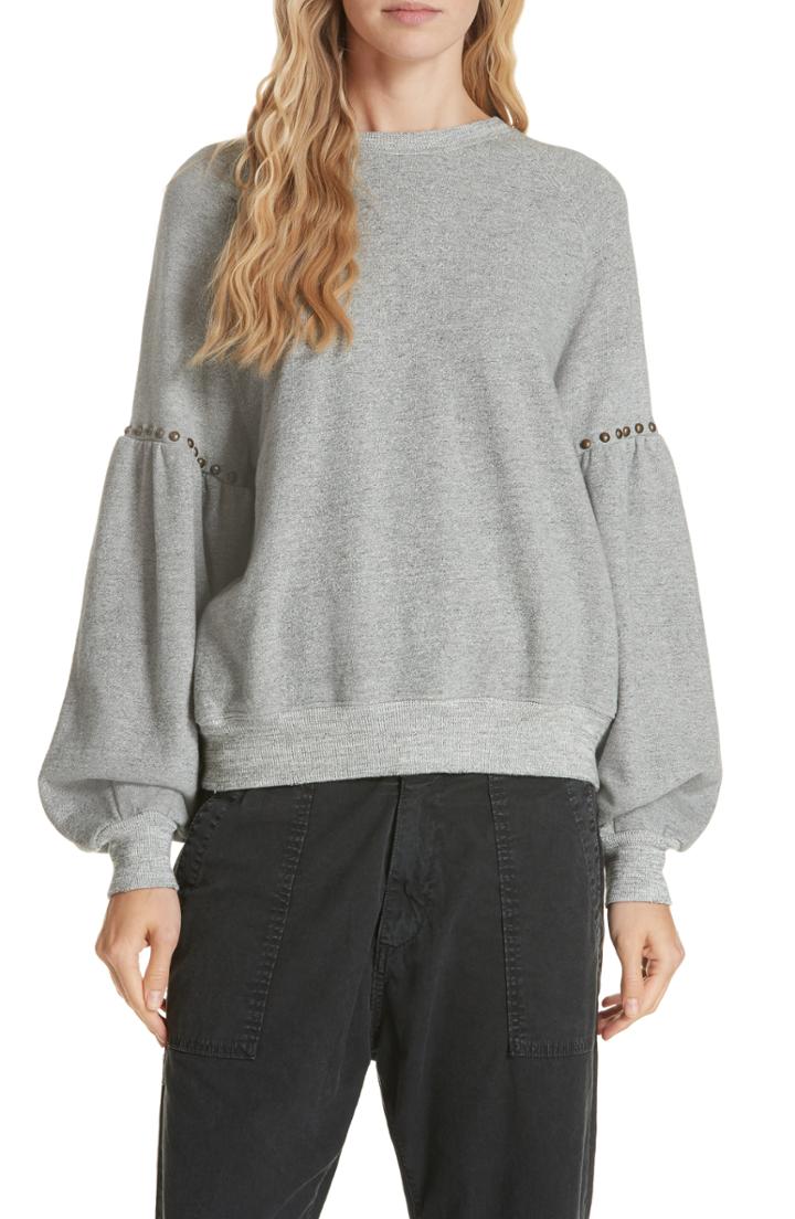 Women's The Great. Bishop Sleeve Sweatshirt - Grey
