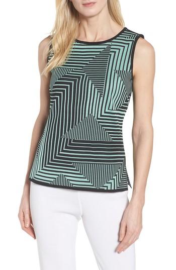 Women's Ming Wang Geometric Striped Tank - Green