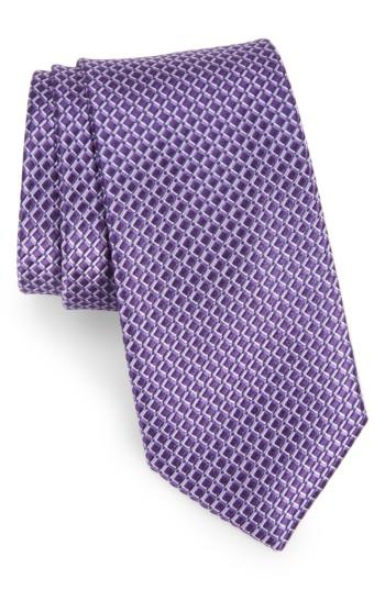 Men's Calibrate Lisgar Grid Silk Tie, Size - Purple