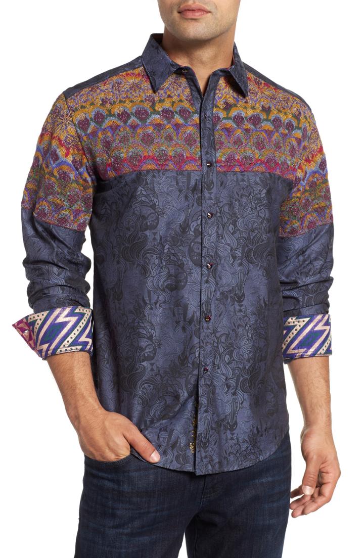 Men's Robert Graham Paradise Valley Classic Fit Sport Shirt, Size - Blue