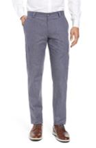Men's Hickey Freeman Flat Front Stretch Cotton & Linen Cargo Trousers R - Blue