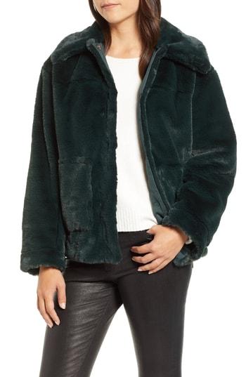 Women's Trina Turk Salma Faux Fur Jacket - Green