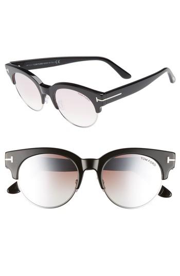 Women's Tom Ford Henri 52mm Semi-rimless Sunglasses - Black/ Palladium/ Pink/ Silver